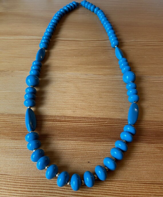 60's Blue Beads,30" Necklace,Chunky Blue Necklace… - image 5