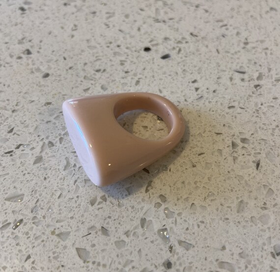 Geometric Acrylic Statement Ring, Mod Pale Beige,… - image 6