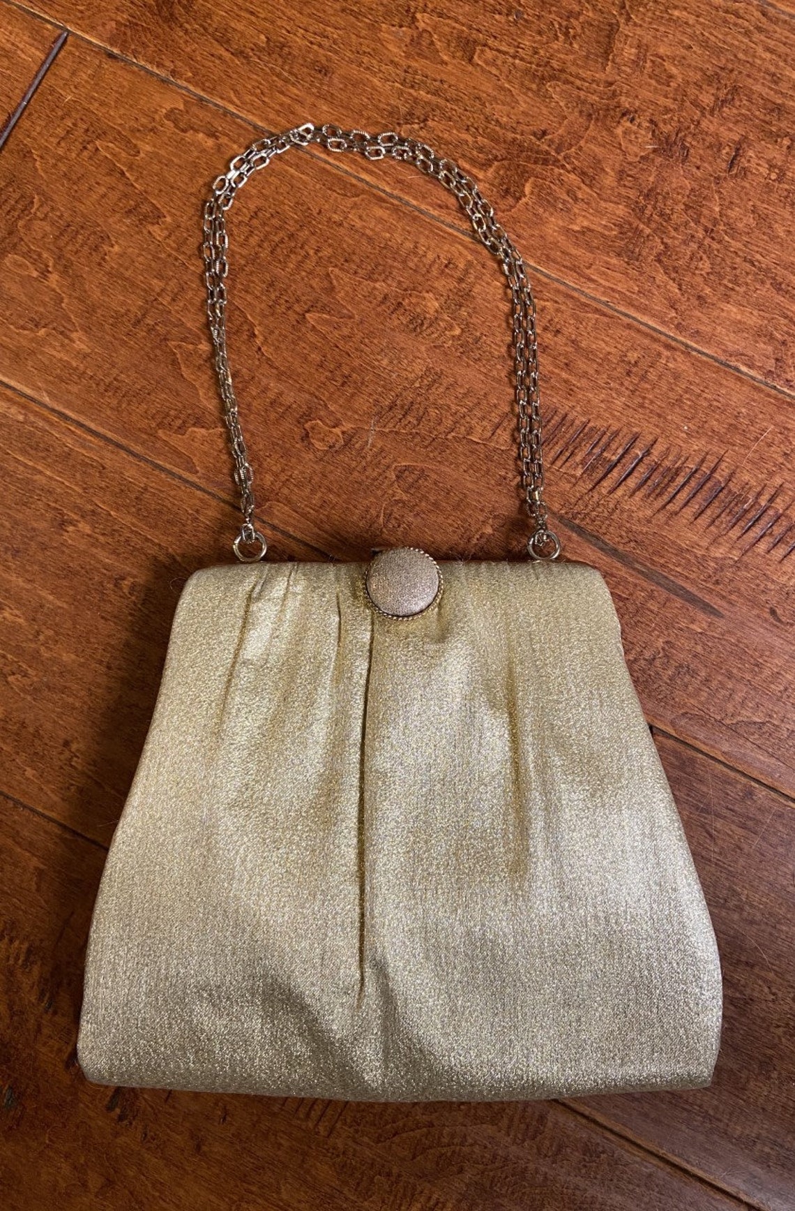 HL USA Vintage Purse Gold Purse with Chain Gold Lame Etsy