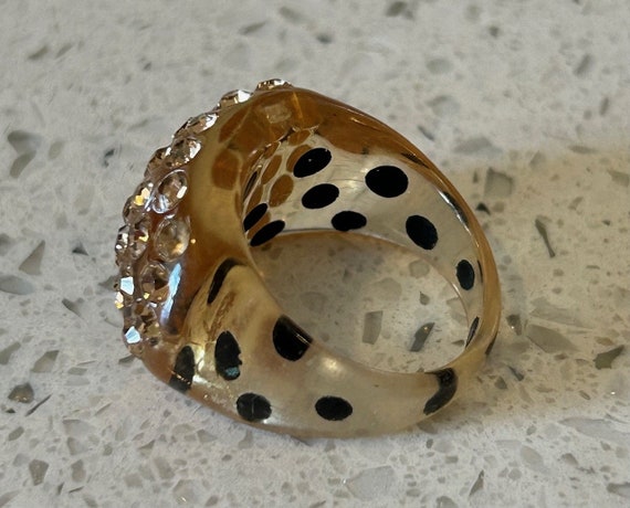 Clear Rhinestone Ring,Size 7 Lucite Ring,Polka Do… - image 8