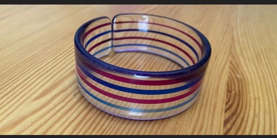 Striped Lucite Bangle,Blue Striped Bangle,Purple … - image 10