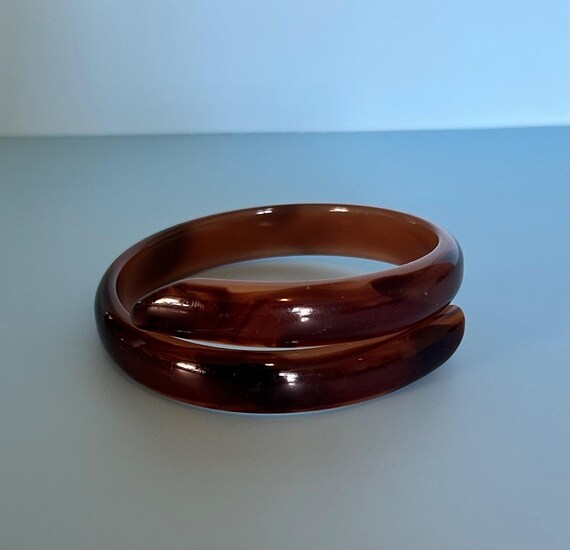 Brown Lucite Cuff,Mod Lucite Bangle, Wrap bracele… - image 3