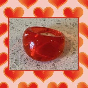 Red Bubble Ring,Size 6 1/4 Ring,Mod Red Ring,Lipstick Red Ring,80&#39;s Ring,Birthday Gift