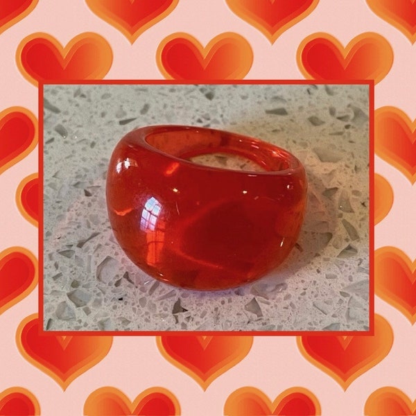 Red Bubble Ring,Size 6 1/4 Ring,Mod Red Ring,Lipstick Red Ring,80's Ring,Birthday Gift