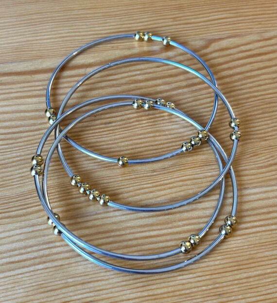 Vintage Silver Interlocking Bangles with Gold Bal… - image 8