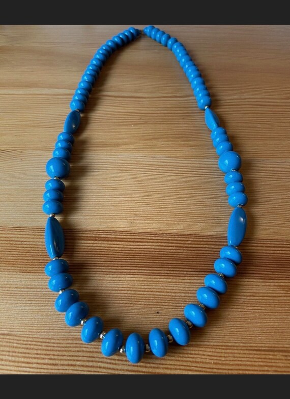 60's Blue Beads,30" Necklace,Chunky Blue Necklace… - image 9