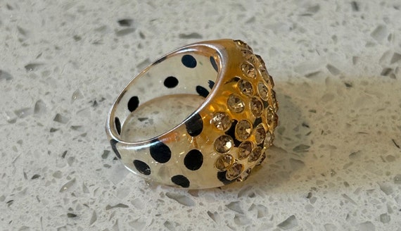 Clear Rhinestone Ring,Size 7 Lucite Ring,Polka Do… - image 9