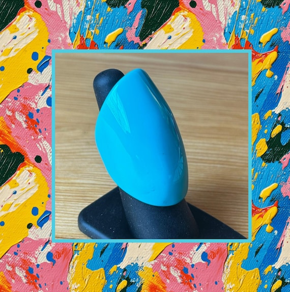 Blue Lucite Ring,Statement Ring,Hanukkah Gift,Val… - image 1