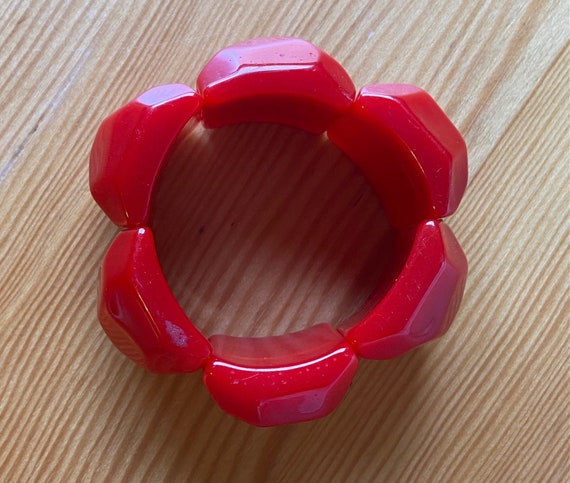 Red Lucite Bracelet,Lucite Stretch Bracelet,Gift … - image 7