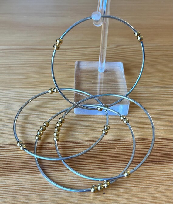 Vintage Silver Interlocking Bangles with Gold Bal… - image 5