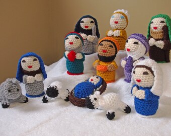 Miniature Christmas Nativity Set Handmade Crochet