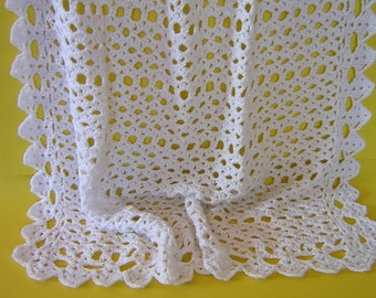 Winter White Baby Blanket/Afghan Handmade Crochet