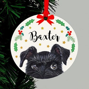 Schnauzer Christmas Ornament, Black, Gray or Chocolate/Liver, Personalized Holiday Keepsake Gift