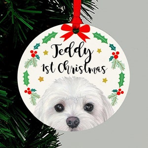 Personalized Maltese Christmas Ornament: Lightweight Metal Holiday Keepsake