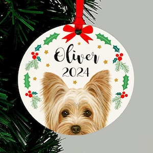 Yorkshire Terrier Christmas Ornament, Yorkie Personalized Keepsake Gift