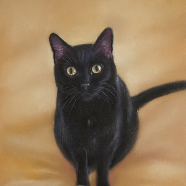 Black Cat Fine Art Print, Black Cat Gift, Includes Custom Text