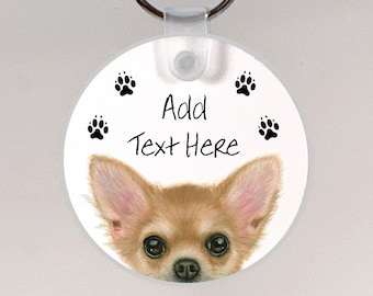 Chihuahua Keychains, Fawn or Black, Includes Custom Text