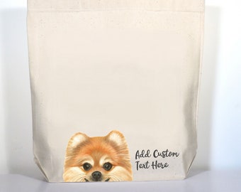Pomeranian Tote Bag, Personalized Tote, Choose Pom Color