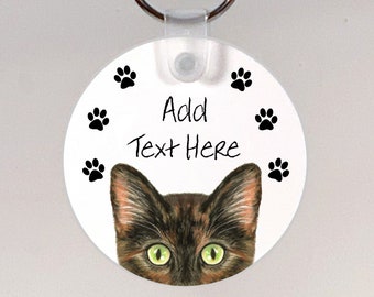 Tortoiseshell Cat Personalized Keychain