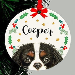Cavalier King Charles Spaniel Christmas Ornament, Choose Cav Color, Personalized Holiday Memorial Keepsake Gift