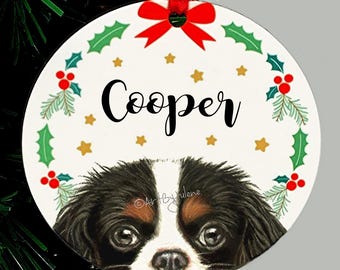 Cavalier King Charles Spaniel Christmas Ornament, Choose Cav Color, Personalized Holiday Memorial Keepsake Gift
