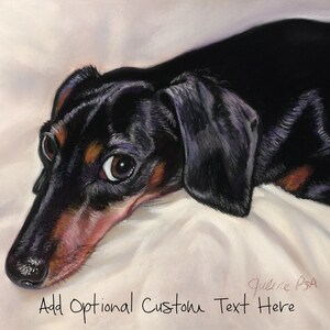 Black Doxie Art, Miniature Personalized Red or Black Doxie