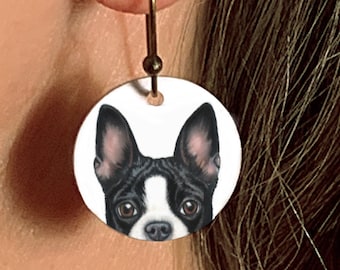Boston Terrier Earrings, Choose Boston Color Boston Lover Jewelry for Her