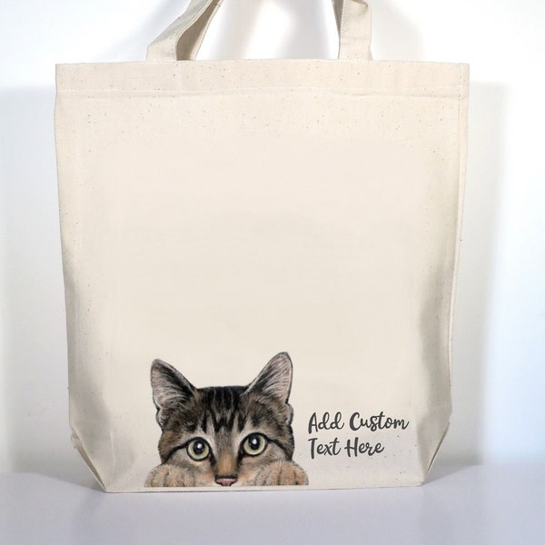 Tabby Cat Tote Bag, Personalized Cat Mom Gift