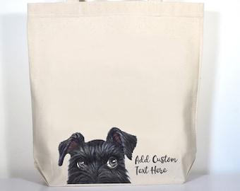 Schnauzer Tote Bag, Black or Gray, Personalized Mom Gift