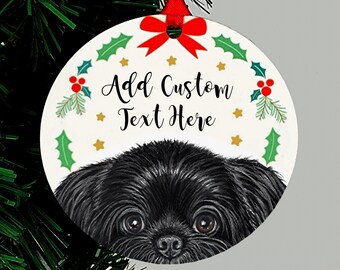 Black Shih Tzu Christmas Personalized Ornament, Holiday Memorial Keepsake Heirloom Gift