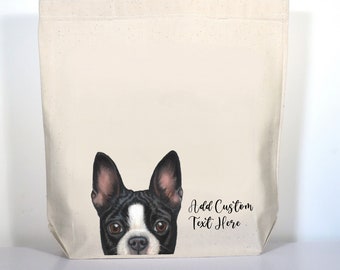 Boston Terrier Tote, Black or Brown Boston Terrier Gift, Personalized Gift