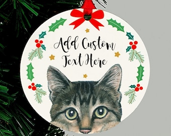 Chubby Cat in a Hat Glass Christmas Ornament