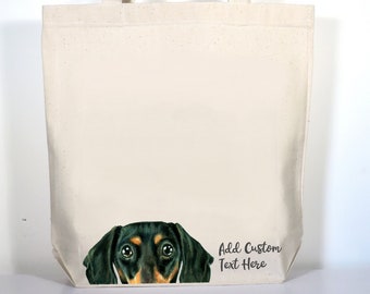 Dachshund Tote Bag, Personalized Tote, Black OR Red Doxie