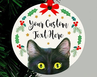 Black Cat Ornament, Personalized Keepsake Gift