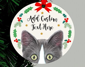 Miniature Gray Cat to Add On Personalized Christmas Ornament Miniature Gray Cat to Add On Personalized Christmas Ornament