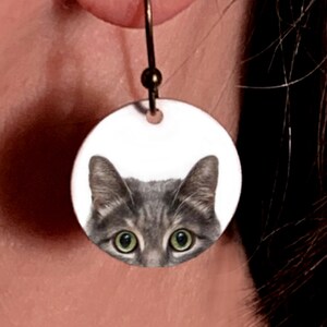 Gray Tabby Cat Earrings
