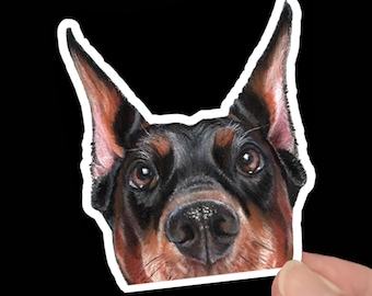 Doberman Pinscher Stickers, Black or Red Dobie Gift