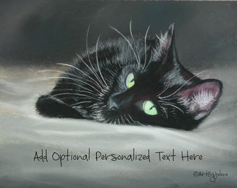 Black Cat Fine Art Personalized Print, Black Cat Decor