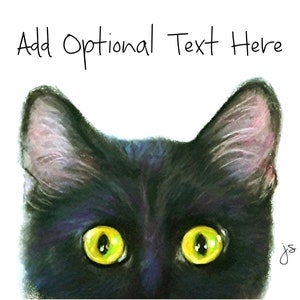 Cat Art, Black Cat Art, Black Cat Decor, Includes Custom Text