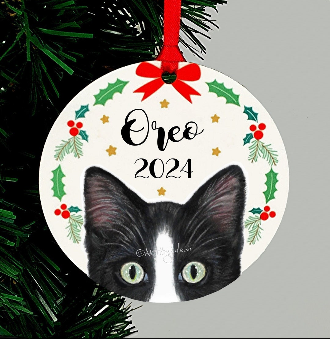Personalized Tuxedo Cat Christmas Ornament: Holiday Keepsake Gift - Etsy