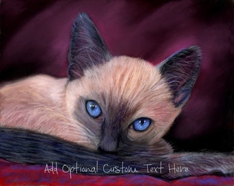 Siamese Cat Art Print, Personalized Siamese Gift
