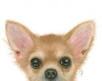 Chihuahua Original Art Gift for Small Dog Lovers Original Pastel Painting of Cute Dogs