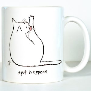 Cat Mug, Personalized Funny Cat, Crazy Cat Lady Outline Right Hand