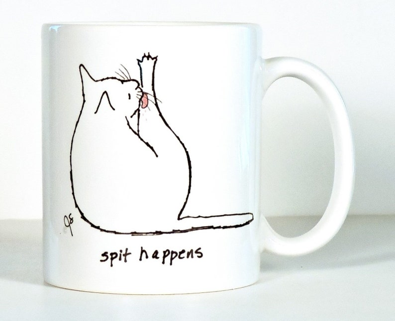 Cat Mug, Personalized Funny Cat, Crazy Cat Lady Outline Right Hand