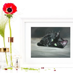 Black Cat Fine Art Personalized Print, Black Cat Decor image 2