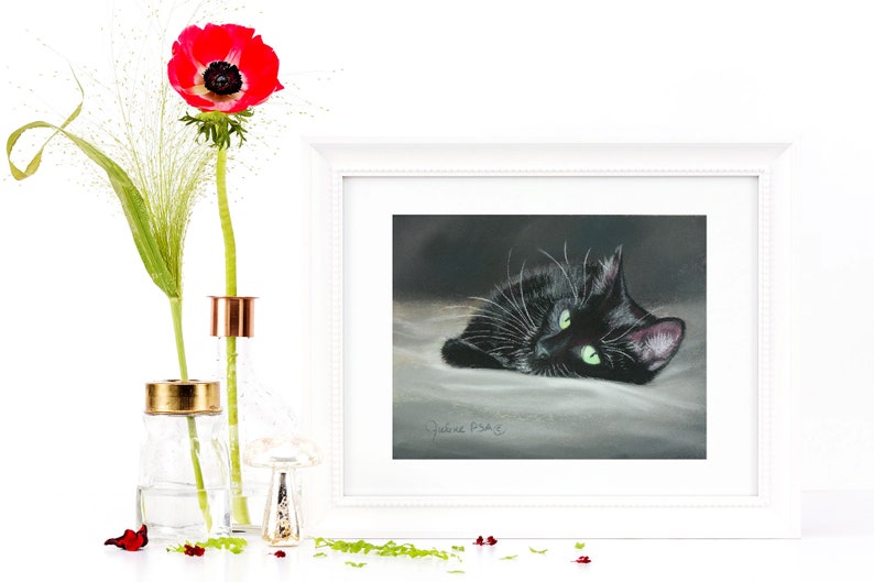 Black Cat Fine Art Personalized Print, Black Cat Decor image 2
