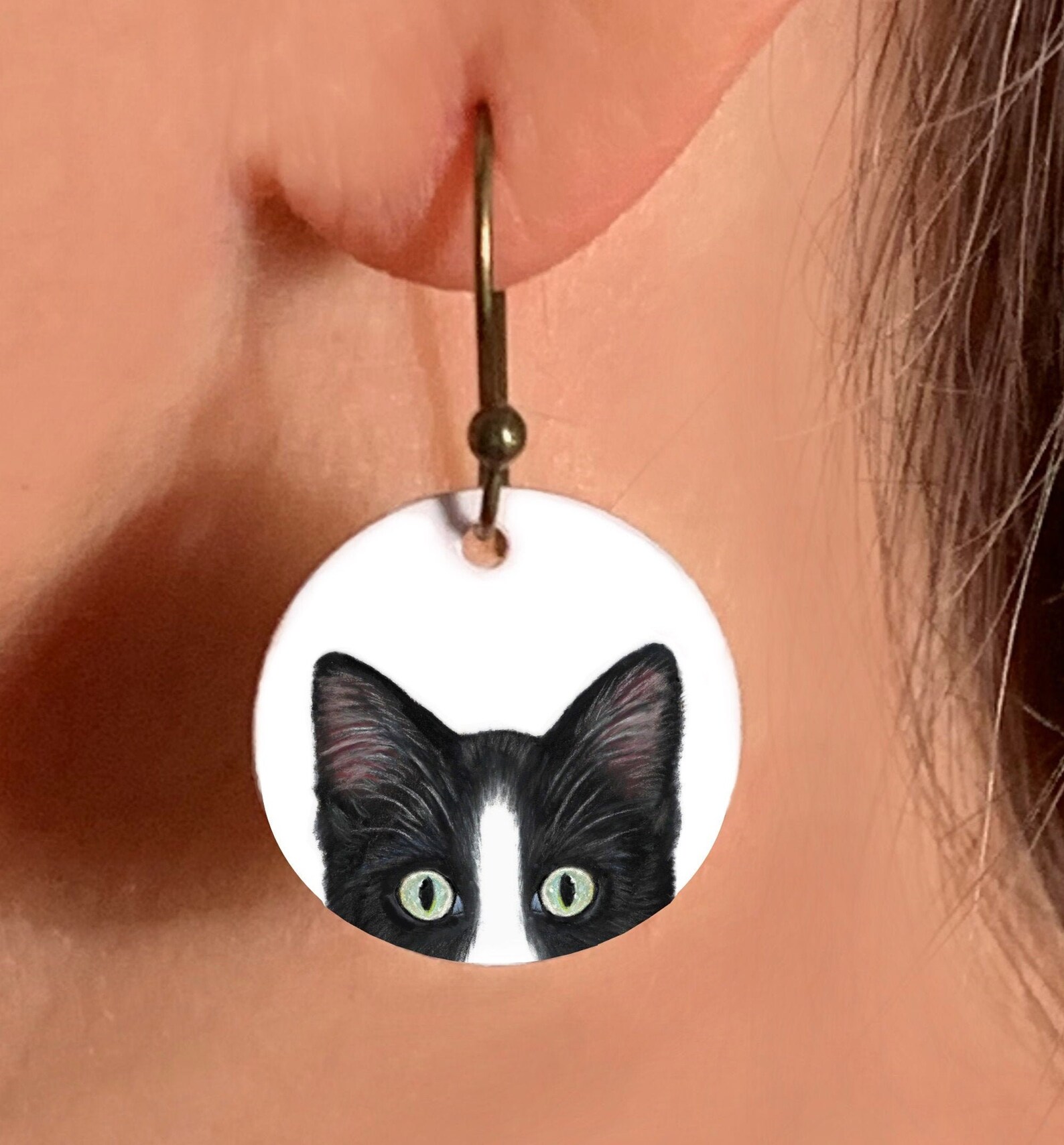 Cat Earrings Tuxedo Cat Earrings Etsy