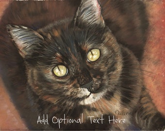 Tortoiseshell Cat Art, Personalized Tortie Cat Gift