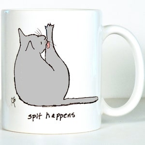 Cat Mug, Personalized Funny Cat, Crazy Cat Lady Gray Right Hand Mug