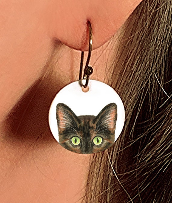 Boucles d'oreilles chat, boucles d'oreilles chat écaille de tortue -   France